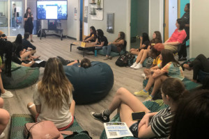 Jodie Donner leads the Wellness Wednesday event in the Zen Den
